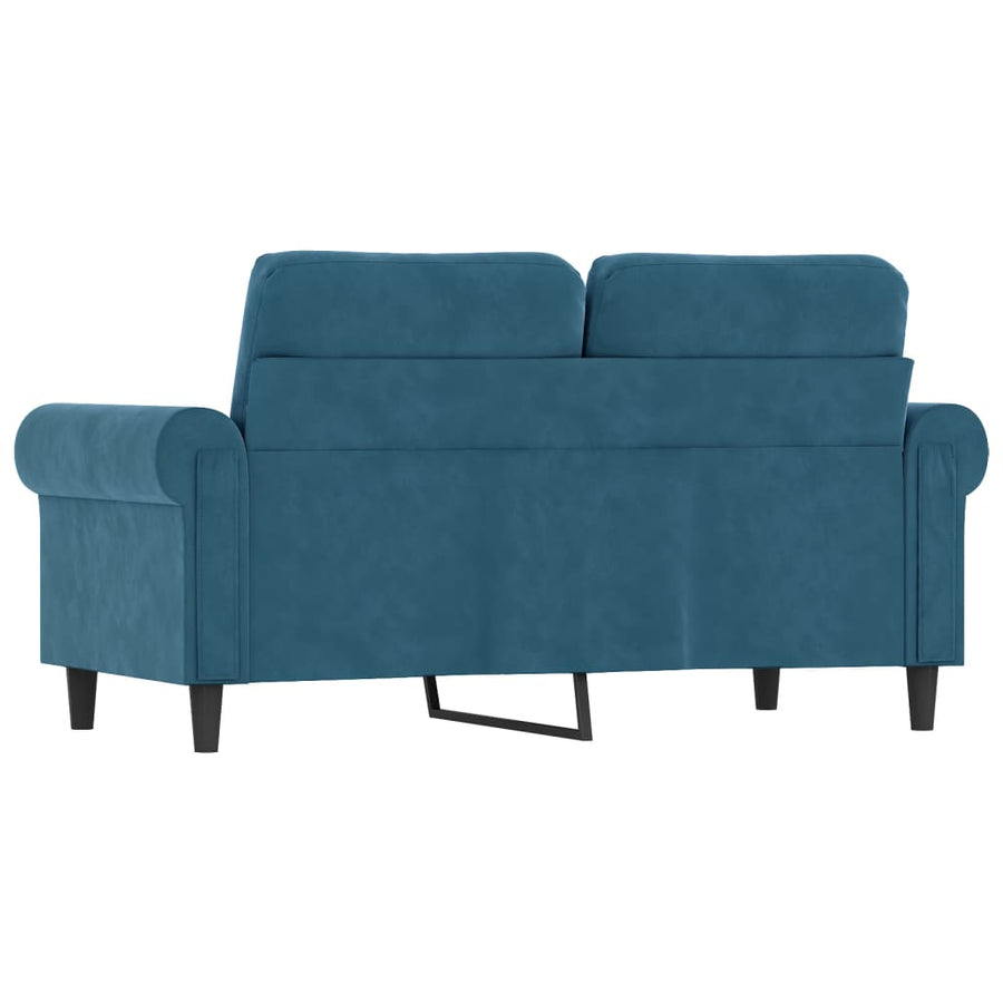 Tweezitsbank 120 cm fluweel blauw 120 cm Blauw