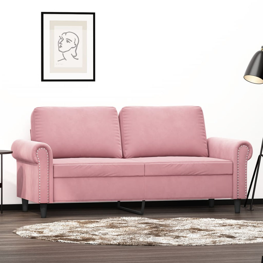 Tweezitsbank 140 cm fluweel roze 140 cm Roze