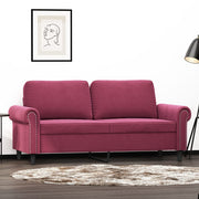 Two-seater sofa 140 cm velvet wine red