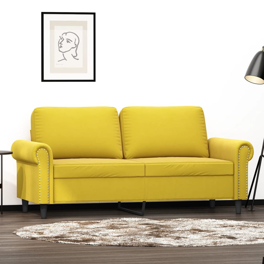 Tweezitsbank 140 cm fluweel geel 140 cm Geel