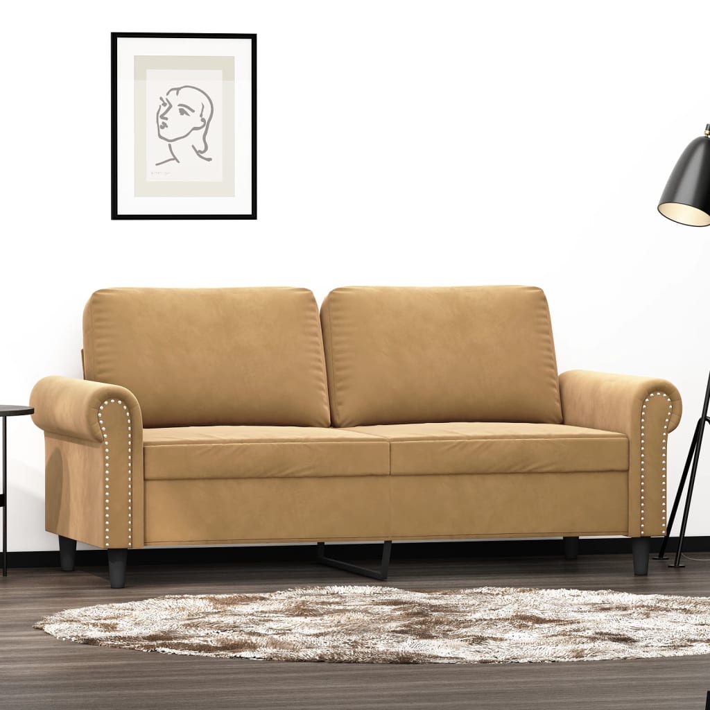 Tweezitsbank 140 cm stof bruin 140 cm Bruin