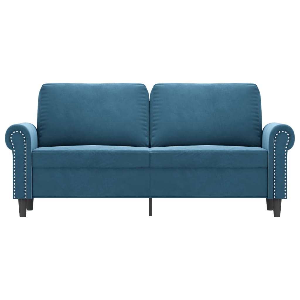 Tweezitsbank 140 cm fluweel blauw 140 cm Blauw