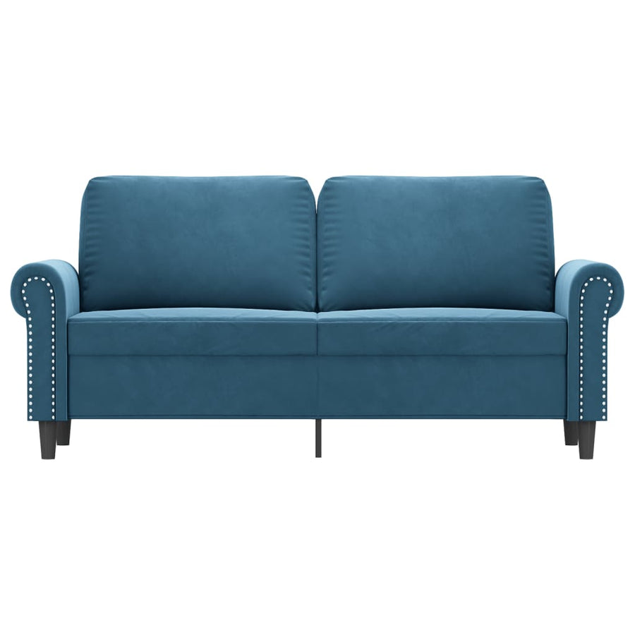 Tweezitsbank 140 cm fluweel blauw 140 cm Blauw