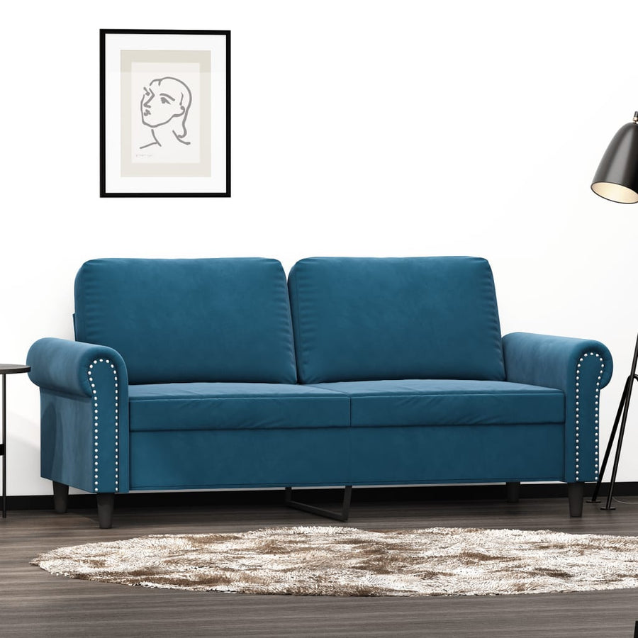 Tweezitsbank 140 cm fluweel blauw 140 cm Blauw