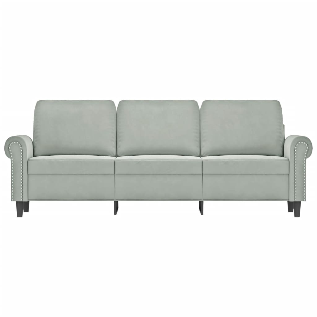 Driezitsbank 180 cm fluweel lichtgrijs