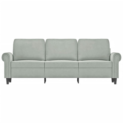 Driezitsbank 180 cm fluweel lichtgrijs