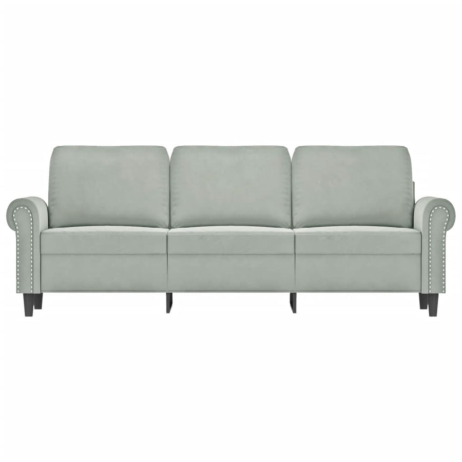Driezitsbank 180 cm fluweel lichtgrijs