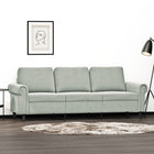 Three-seater sofa 180 cm velvet light grey