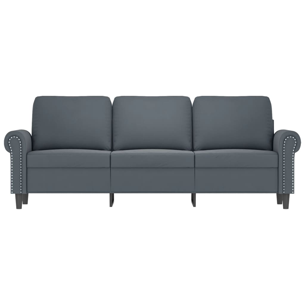 Driezitsbank 180 cm fluweel donkergrijs