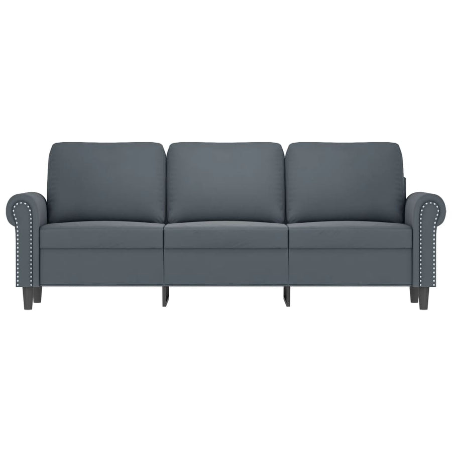 Driezitsbank 180 cm fluweel donkergrijs
