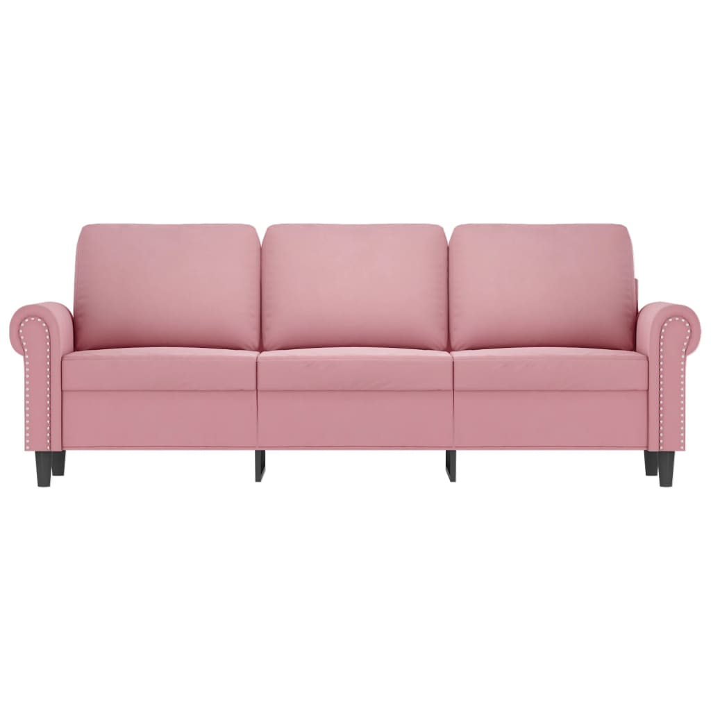 Driezitsbank 180 cm fluweel roze