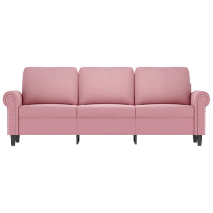 Driezitsbank 180 cm fluweel roze