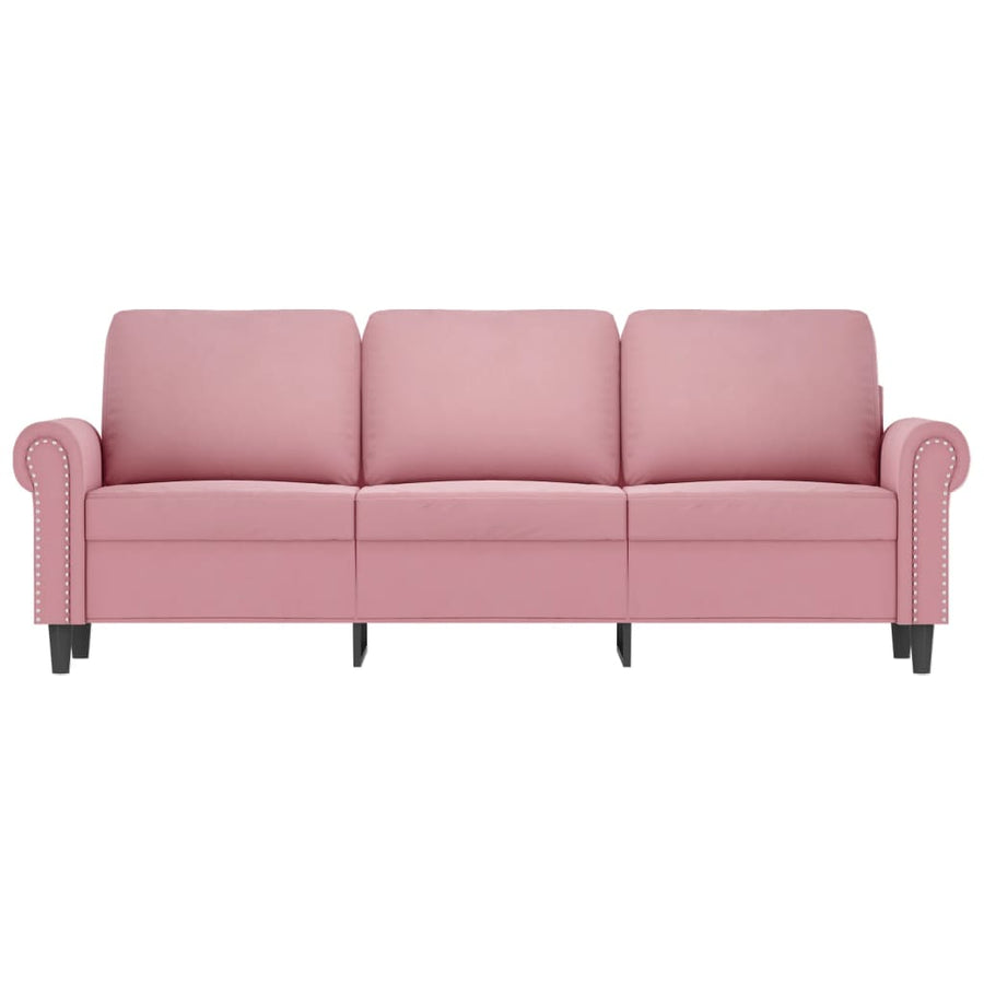 Driezitsbank 180 cm fluweel roze