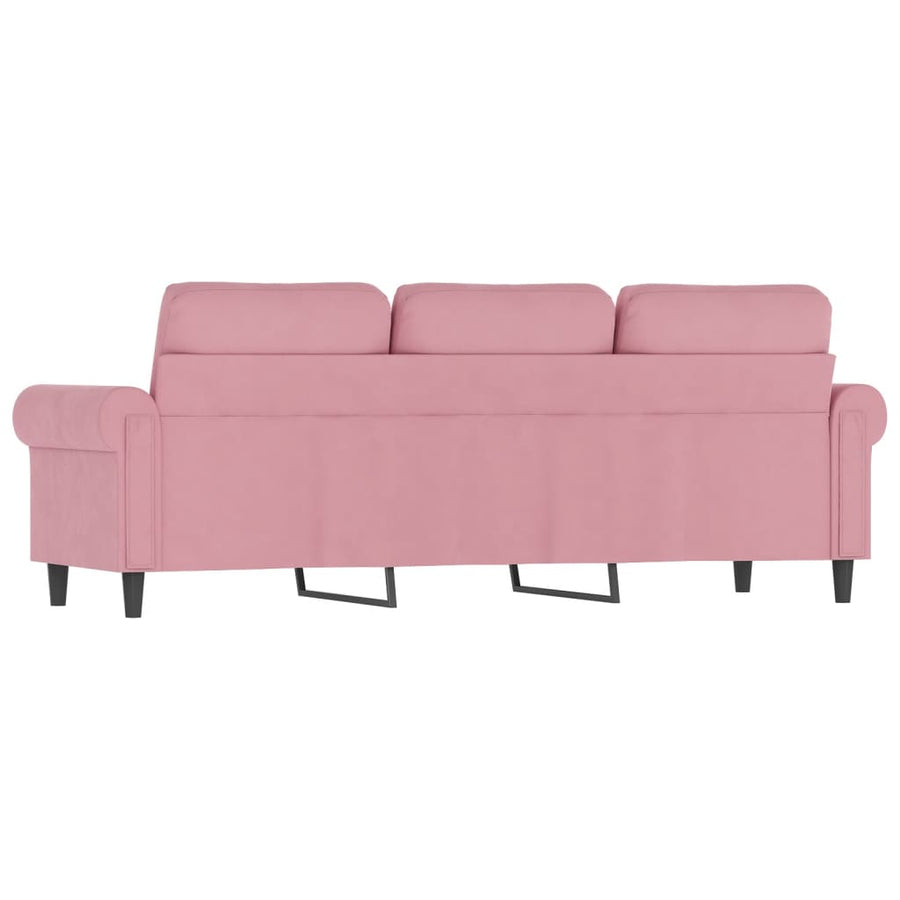 Driezitsbank 180 cm fluweel roze