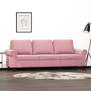 Driezitsbank 180 cm fluweel roze