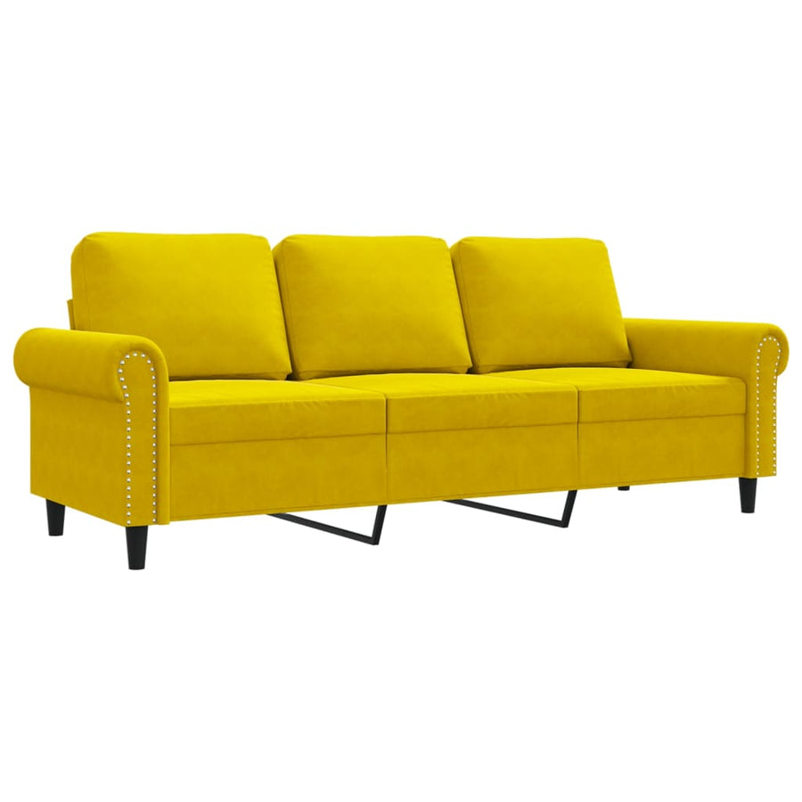 Driezitsbank 180 cm fluweel geel