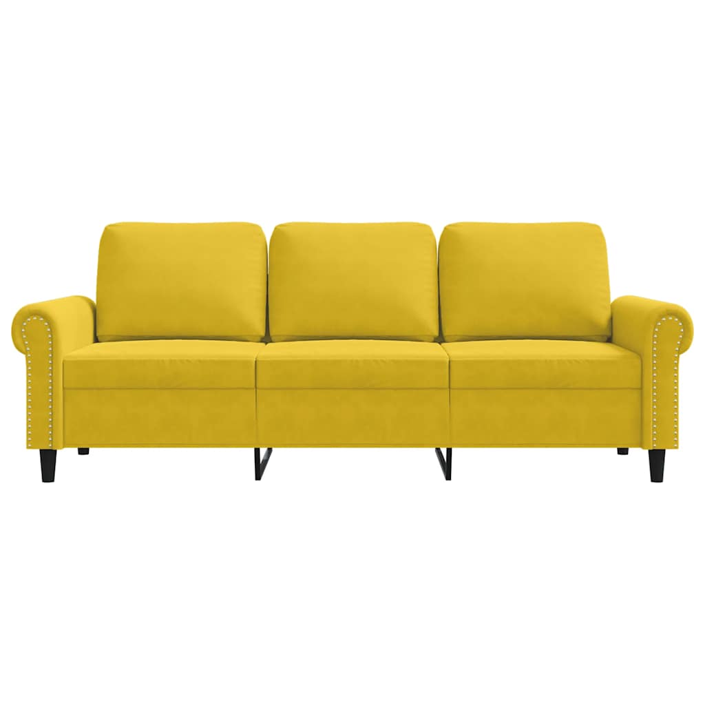 Driezitsbank 180 cm fluweel geel