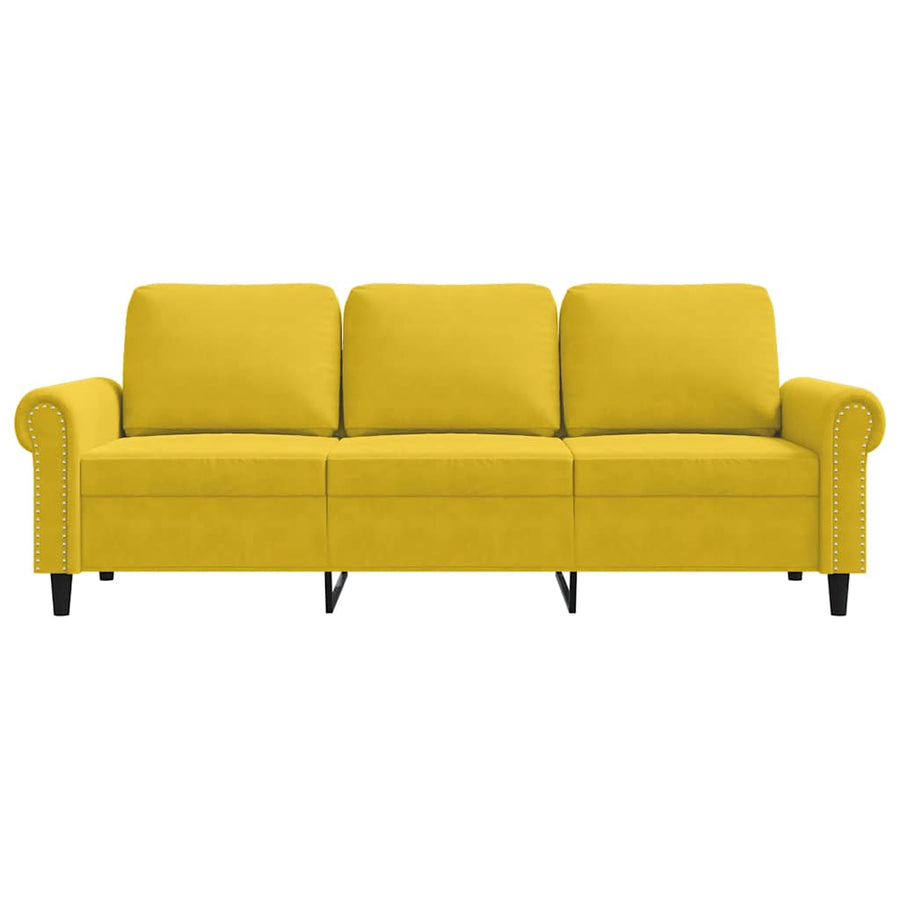 Driezitsbank 180 cm fluweel geel