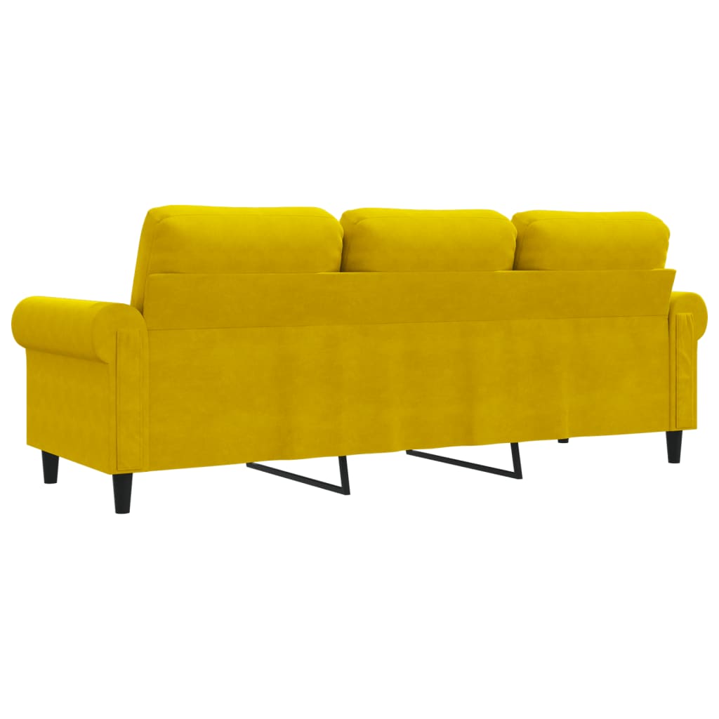 Driezitsbank 180 cm fluweel geel