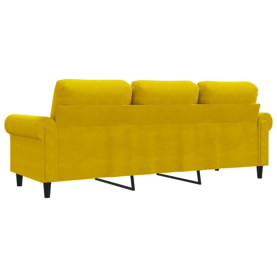 Driezitsbank 180 cm fluweel geel