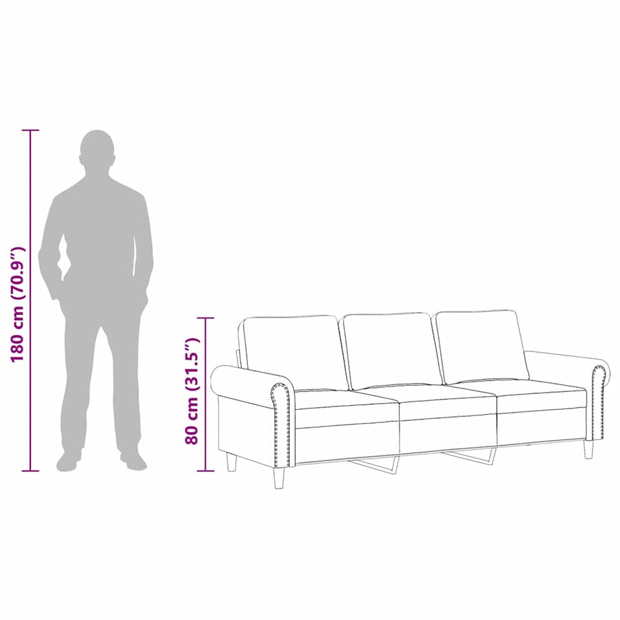 Driezitsbank 180 cm fluweel geel