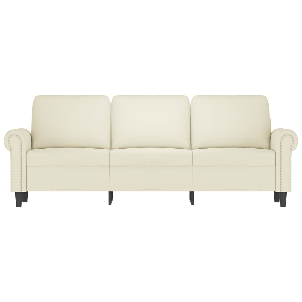 Driezitsbank 180 cm fluweel crèmekleurig