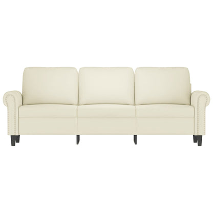 Driezitsbank 180 cm fluweel crèmekleurig