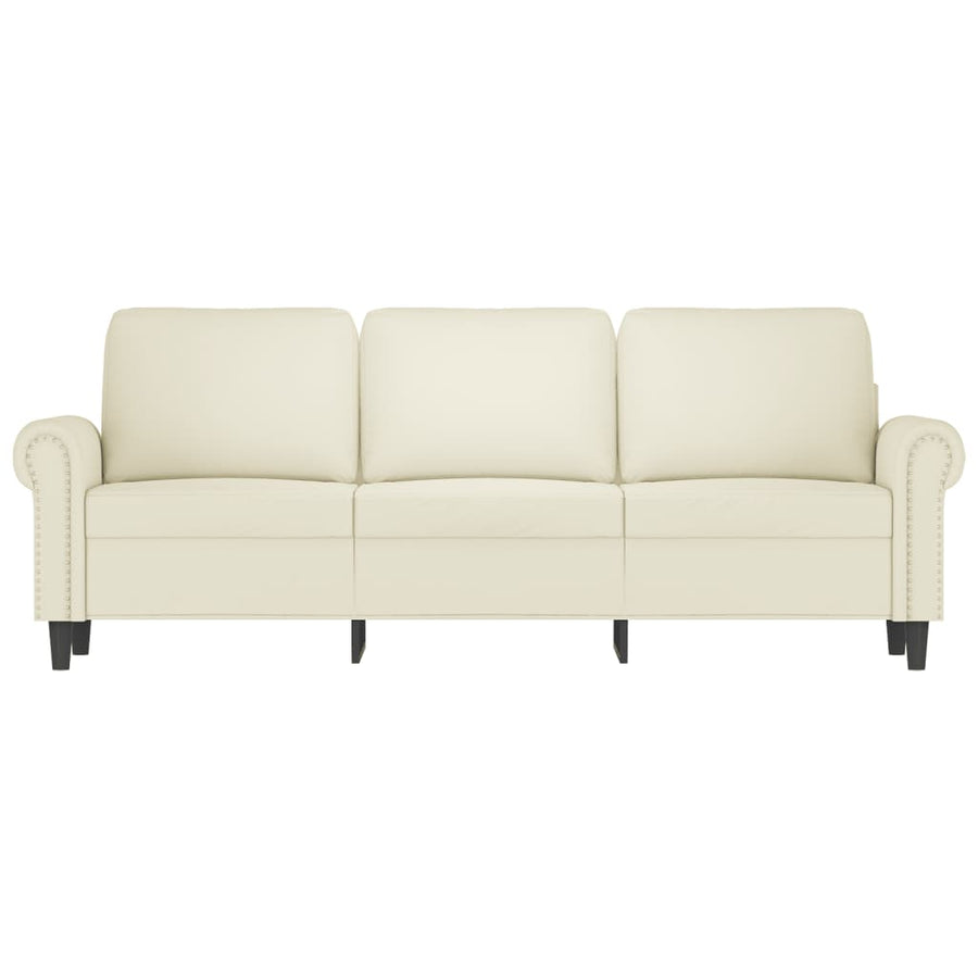 Driezitsbank 180 cm fluweel crèmekleurig