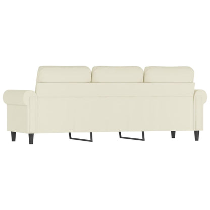 Driezitsbank 180 cm fluweel crèmekleurig