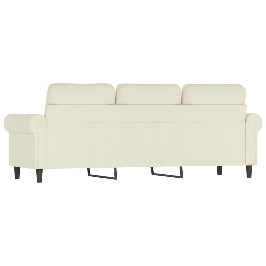 Driezitsbank 180 cm fluweel crèmekleurig