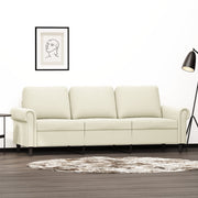 Driezitsbank 180 cm fluweel crèmekleurig