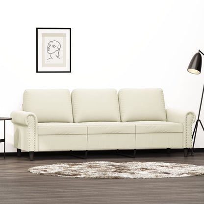 Driezitsbank 180 cm fluweel crèmekleurig