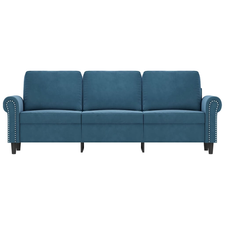 Driezitsbank 180 cm fluweel blauw