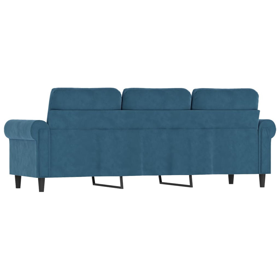 Driezitsbank 180 cm fluweel blauw