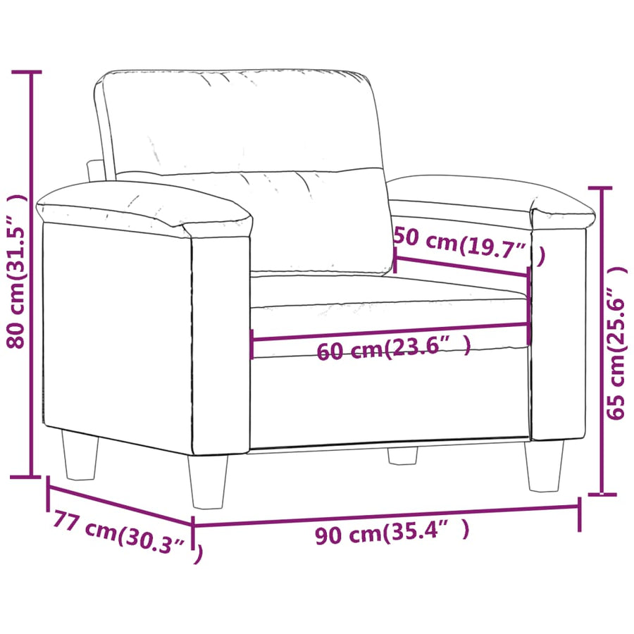 Fauteuil Microvezelstof 60 cm Zwart