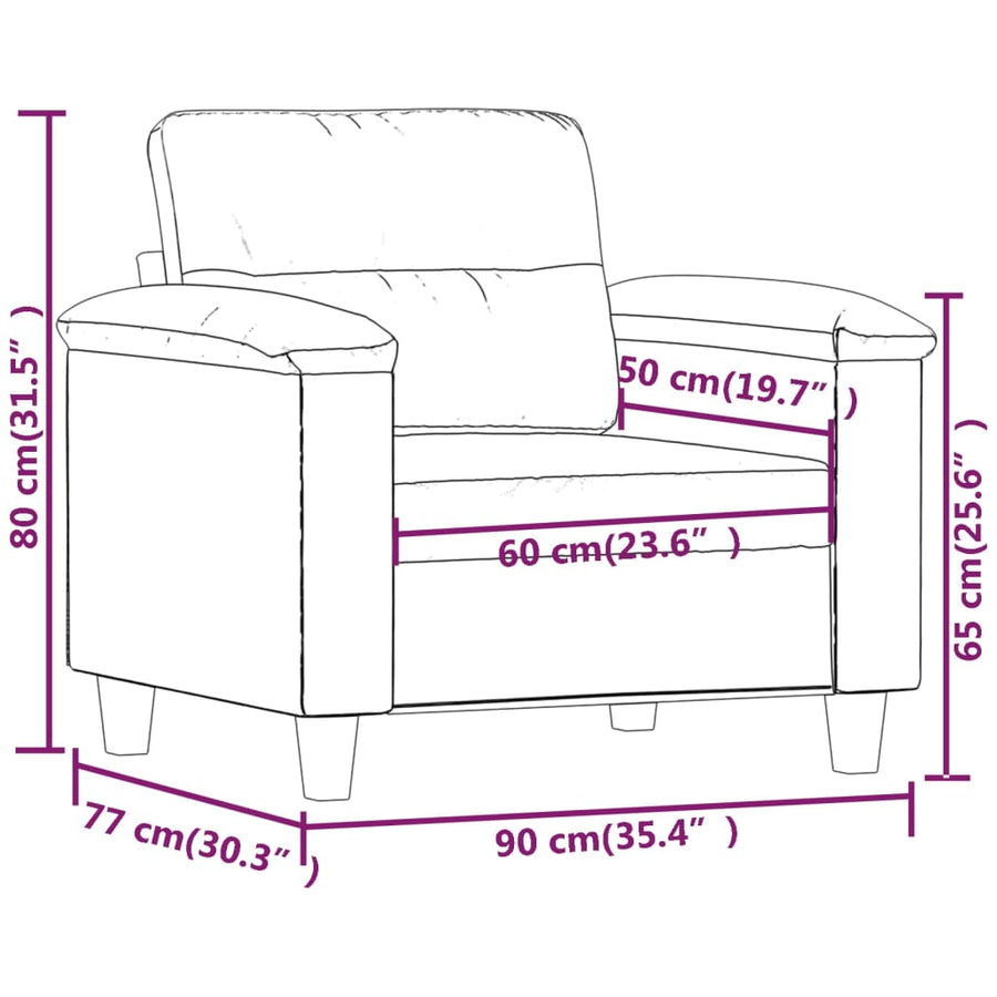 Fauteuil Microvezelstof Kleurig 60 cm Crème