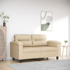 Two-seater sofa 120 cm microfiber fabric cream