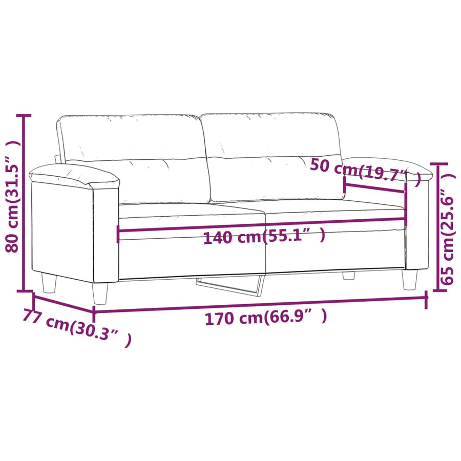 Tweezitsbank Microvezelstof 140 cm Lichtgrijs