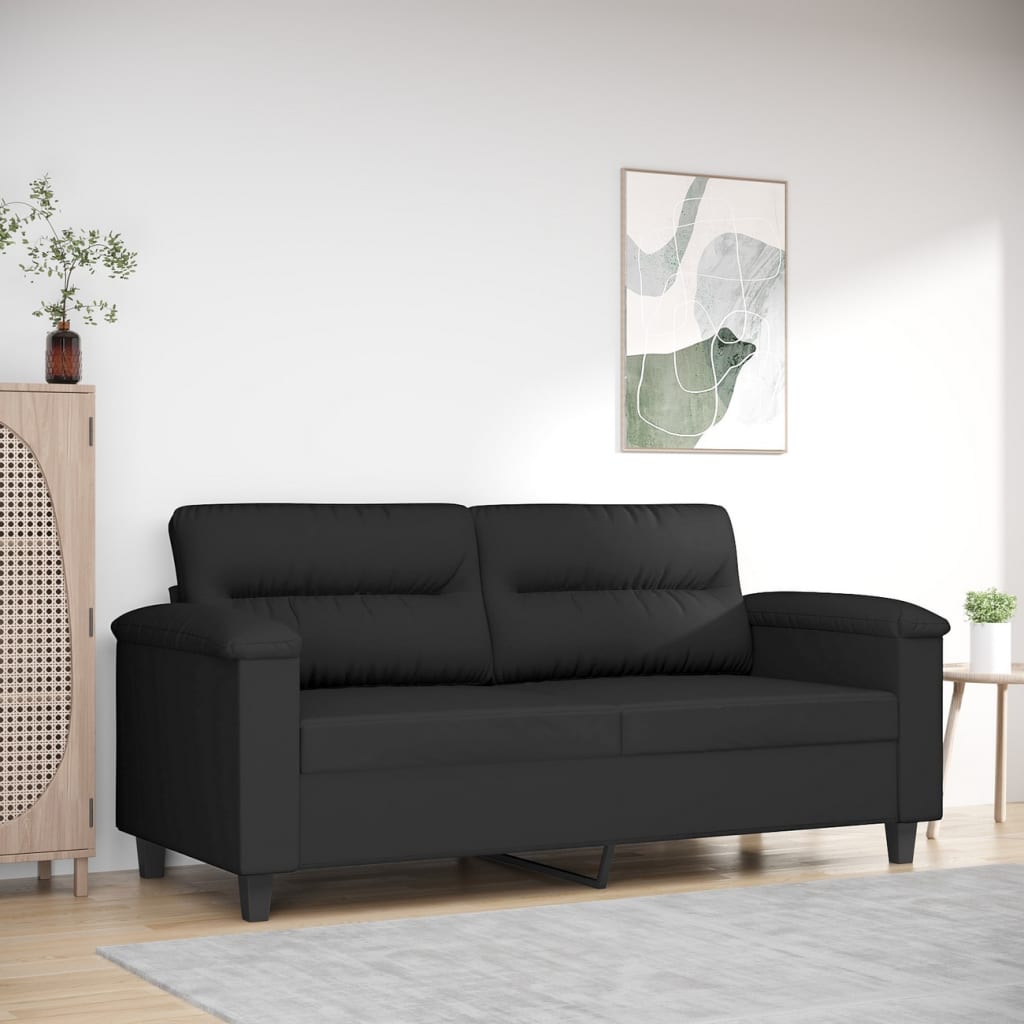 Tweezitsbank Microvezelstof 140 cm Zwart