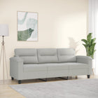 Driezitsbank 180 cm microvezel lichtgrijs