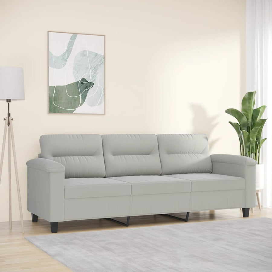 Driezitsbank Microvezelstof 180 cm Lichtgrijs