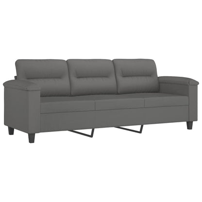Driezitsbank Microvezelstof 180 cm Donkergrijs