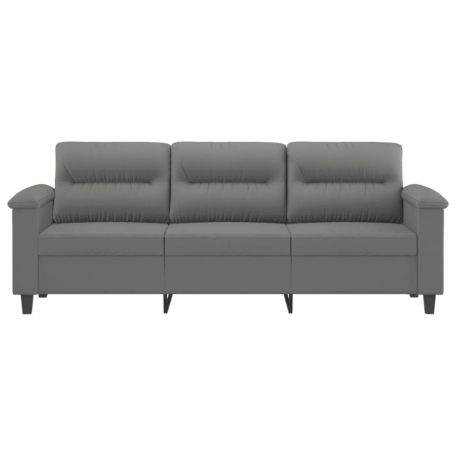 Driezitsbank Microvezelstof 180 cm Donkergrijs