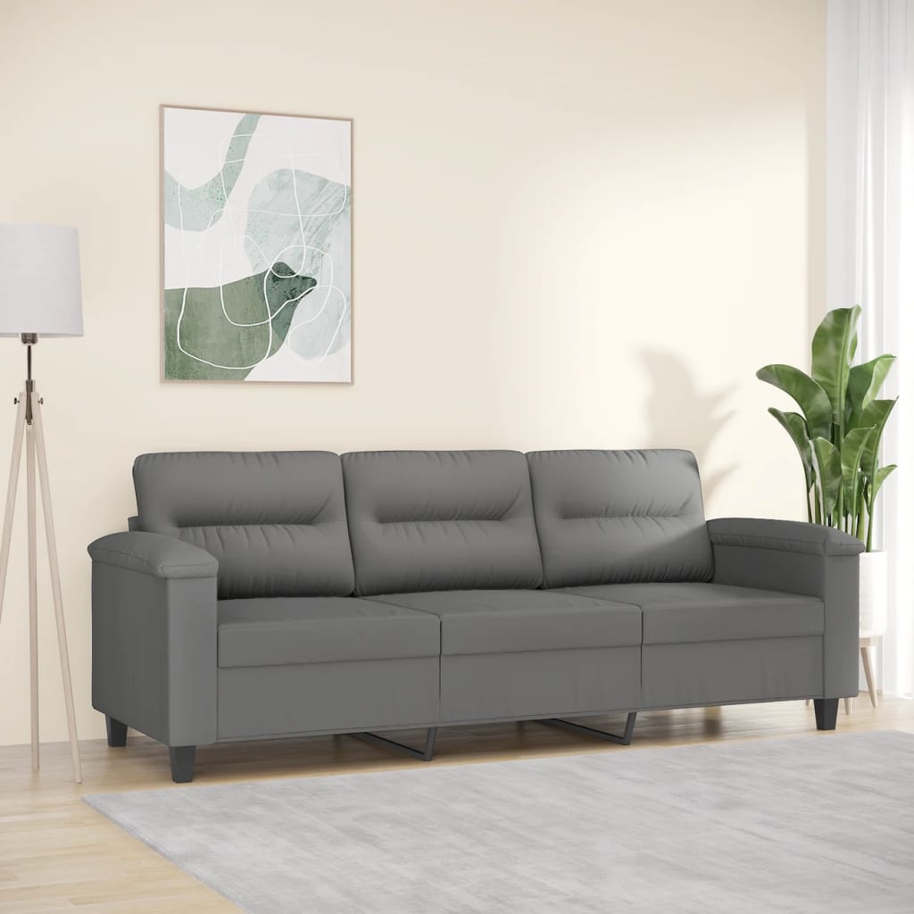 Driezitsbank Microvezelstof 180 cm Donkergrijs
