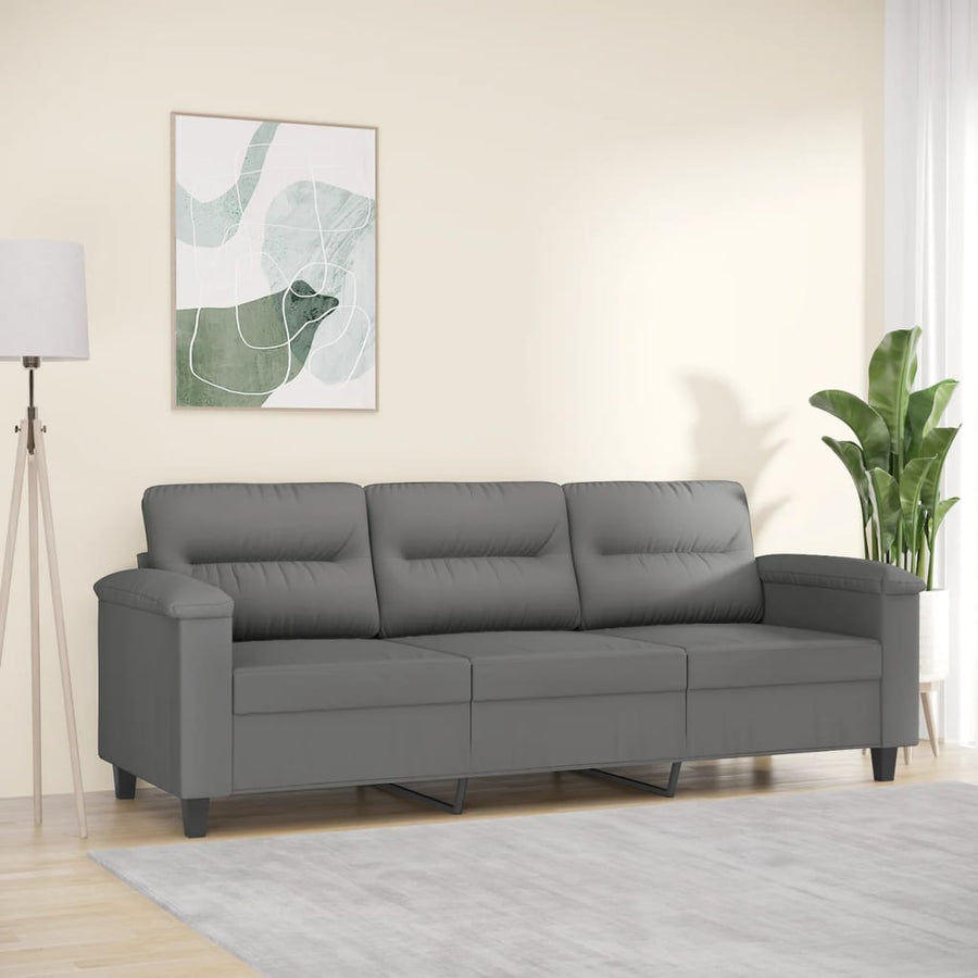 Driezitsbank Microvezelstof 180 cm Donkergrijs