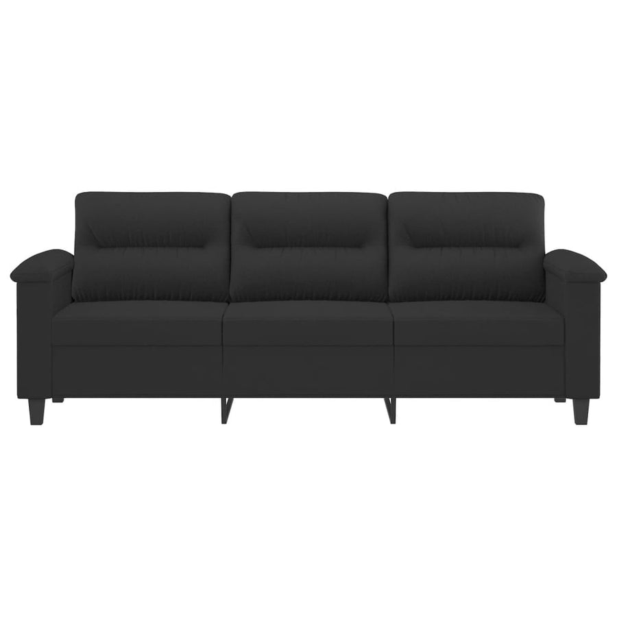 Driezitsbank Microvezelstof 180 cm Zwart