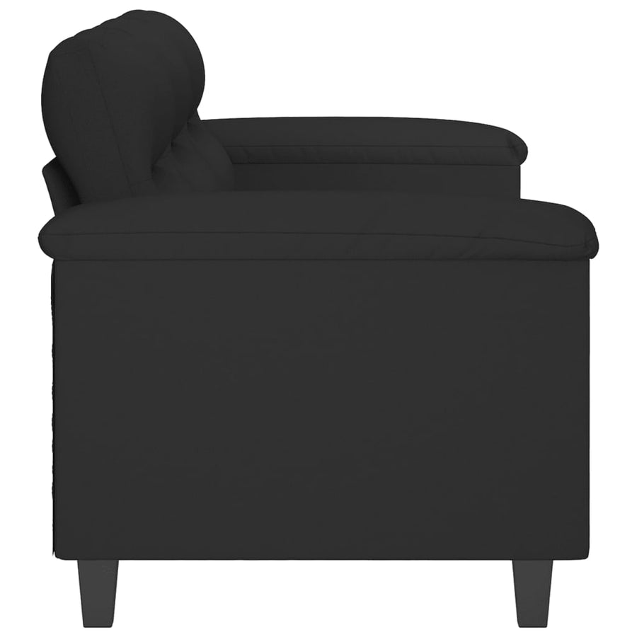 Driezitsbank Microvezelstof 180 cm Zwart