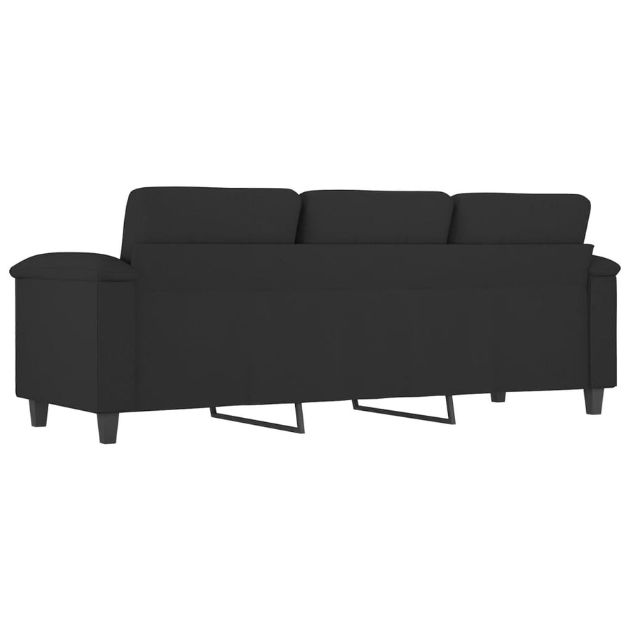 Driezitsbank Microvezelstof 180 cm Zwart