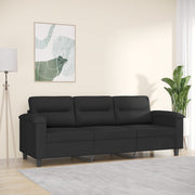 Driezitsbank 180 cm microvezelstof zwart