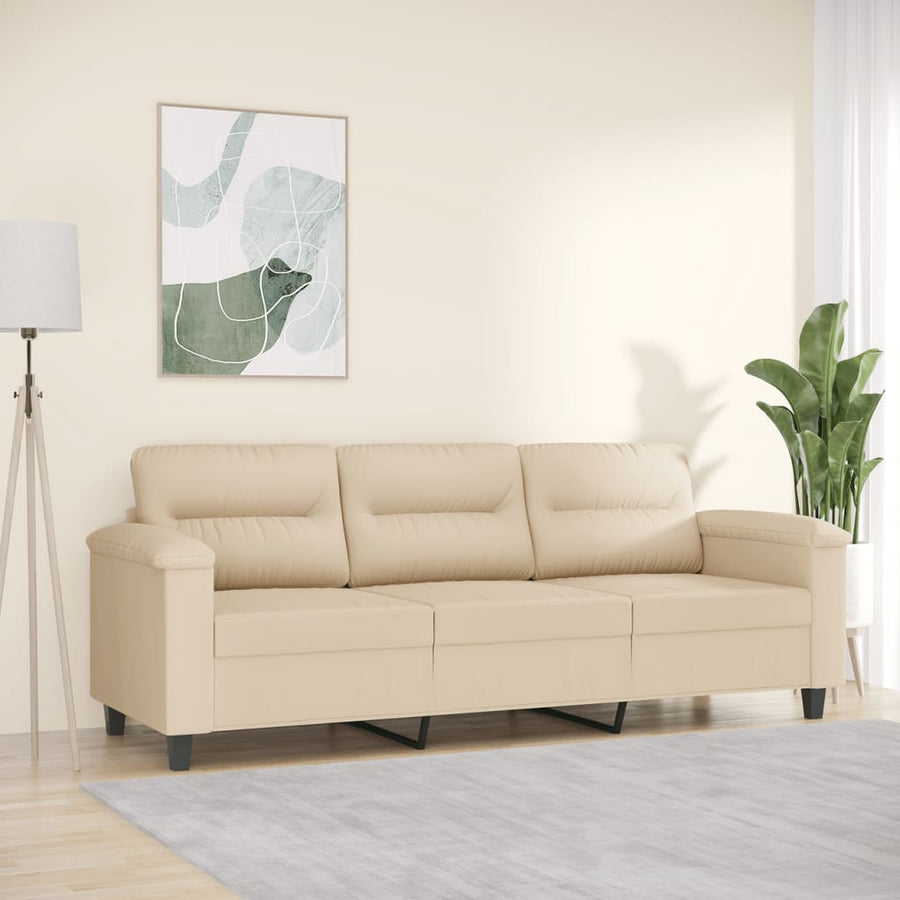 Driezitsbank Microvezelstof Kleurig 180 cm Crème